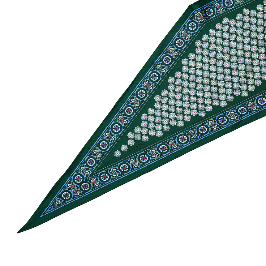 DARK GREEN SILK DIAMOND SHAPE SCARF