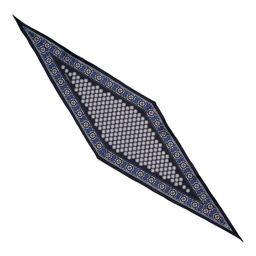 DARK BLUE SILK DIAMOND SHAPE SCARF