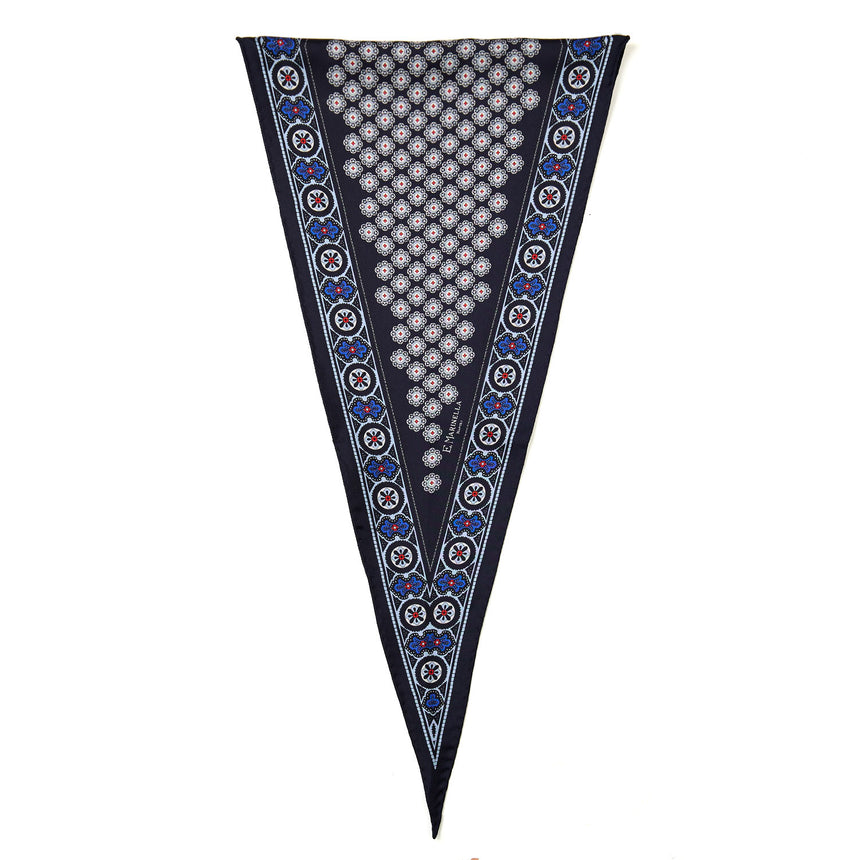 DARK BLUE SILK DIAMOND SHAPE SCARF