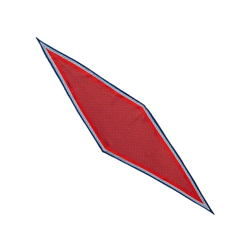 RED PRINTED SILK DIAMOND SHAPE SCARF