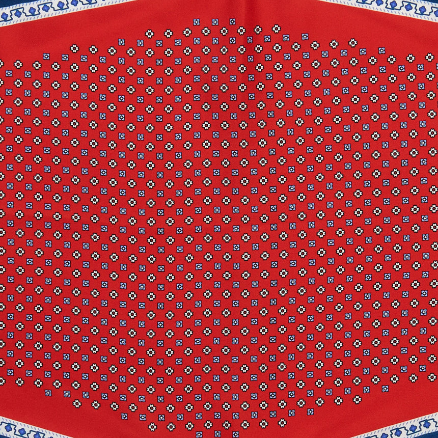 RED PRINTED SILK DIAMOND SHAPE SCARF