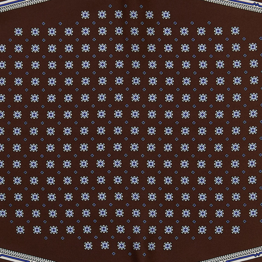 DARK BROWN PRINTED SILK DIAMOND SHAPE SCARF