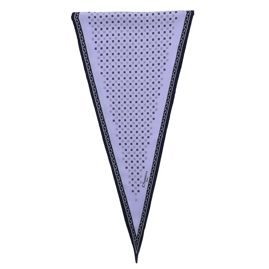 LIGHT BLUE PRINTED SILK DIAMOND SHAPE SCARF