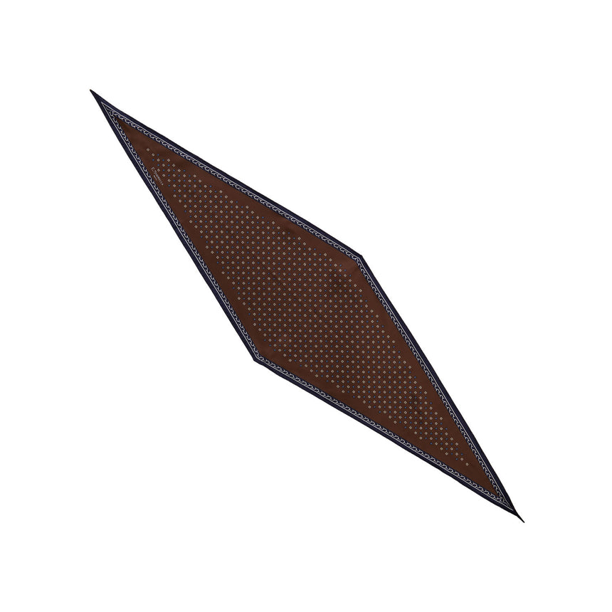 DARK BROWN PRINTED SILK DIAMOND SHAPE SCARF