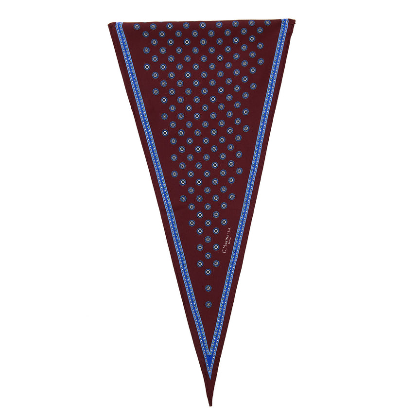 BURGUNDY PRINTED SILK DIAMOND SHAPE SCARF