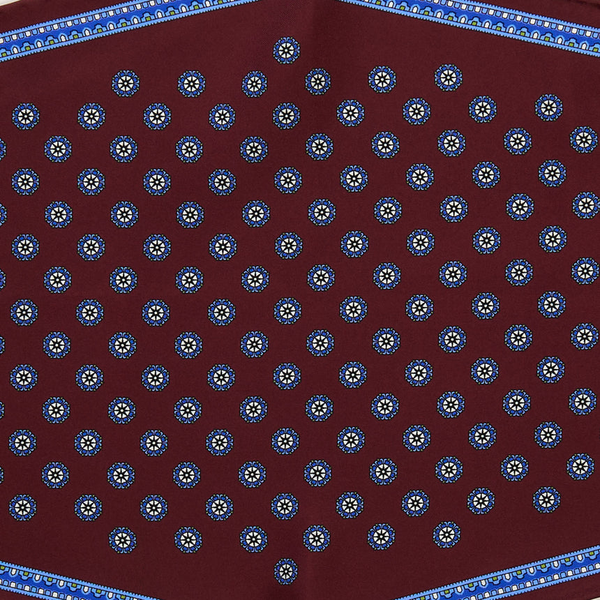 BURGUNDY PRINTED SILK DIAMOND SHAPE SCARF