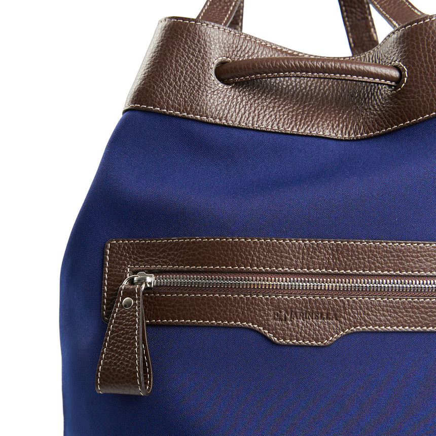 DARK BLUE AND DARK BROWN GIAN MIDI BAG