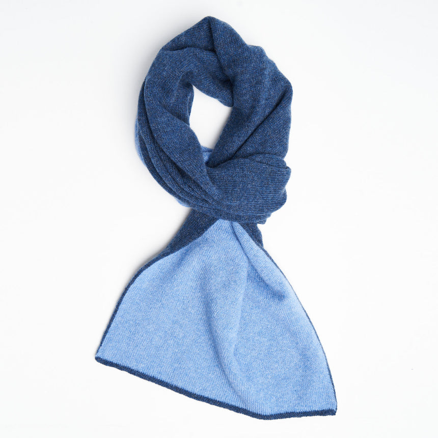 BLUE AND LIGHT BLUE TWO-TONE SOLID CASHMERE NECK WARMER