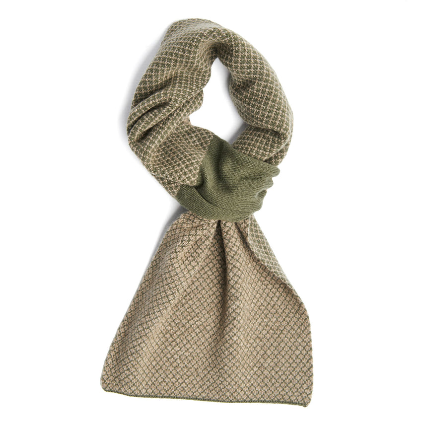 DARK GREEN AND LIGHT BROWN CASHMERE NECK WARMER