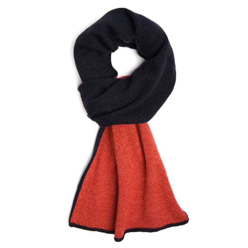 SCALDACOLLO BICOLORE BLU E ARANCIONE IN CASHMERE