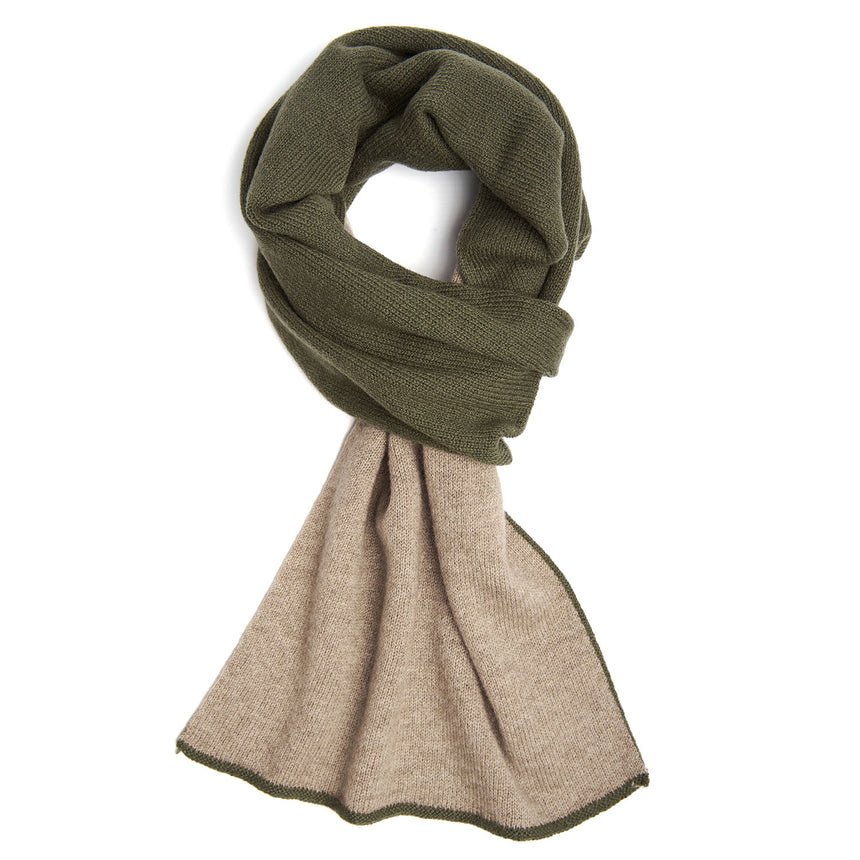 SCALDACOLLO BICOLORE VERDE E MARRONE CHIARO IN CASHMERE