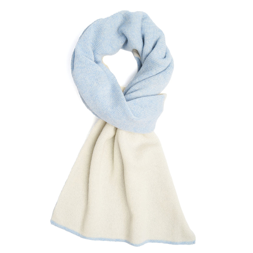 SCALDACOLLO BICOLORE AZZURRO E BEIGE IN CASHMERE