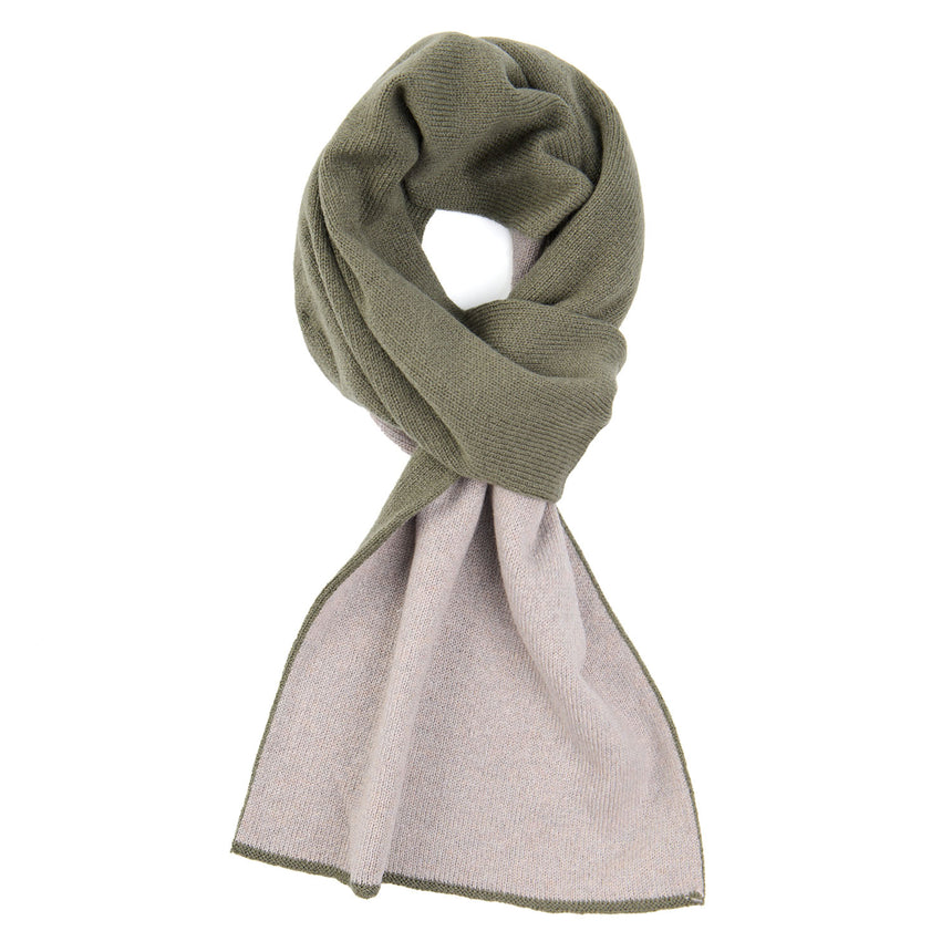 SCALDACOLLO BICOLORE VERDE OLIVA E BEIGE IN CASHMERE