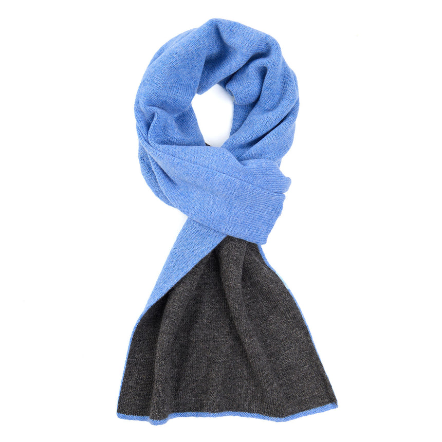 POWDER BLUE AND DARK GREY TWO-TONE CASHMERE NECK WARMER