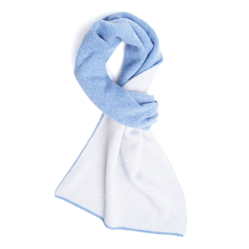 LIGHT BLUE AND WHITE TWO-TONE CASHMERE NECK WARMER