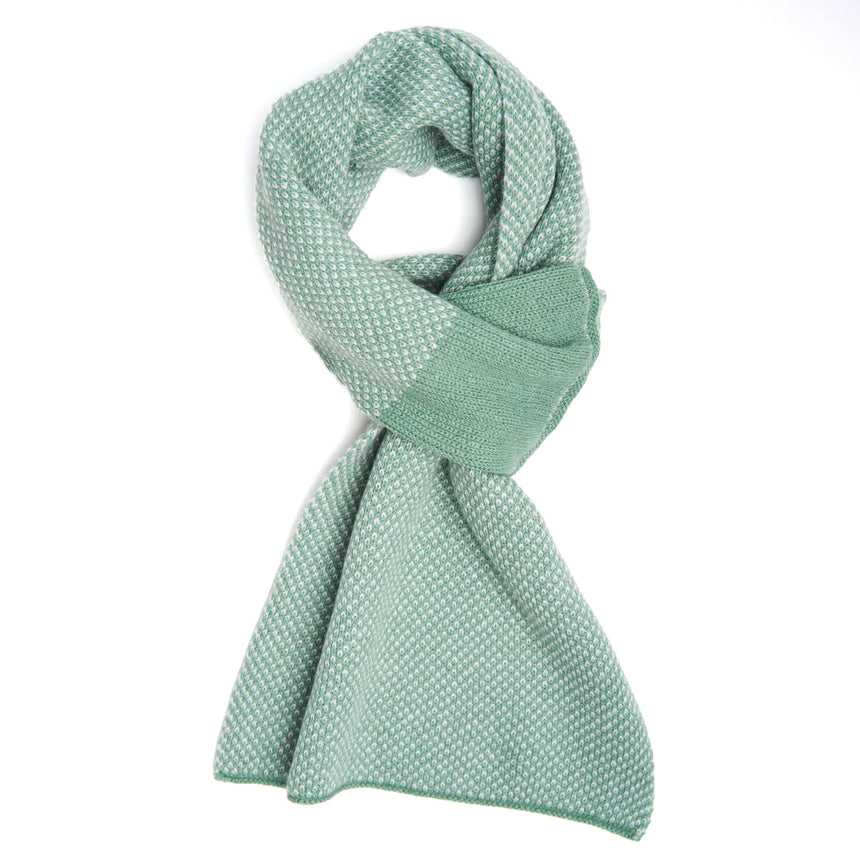 LIGHT GREEN AND BEIGE CASHMERE NECK WARMER