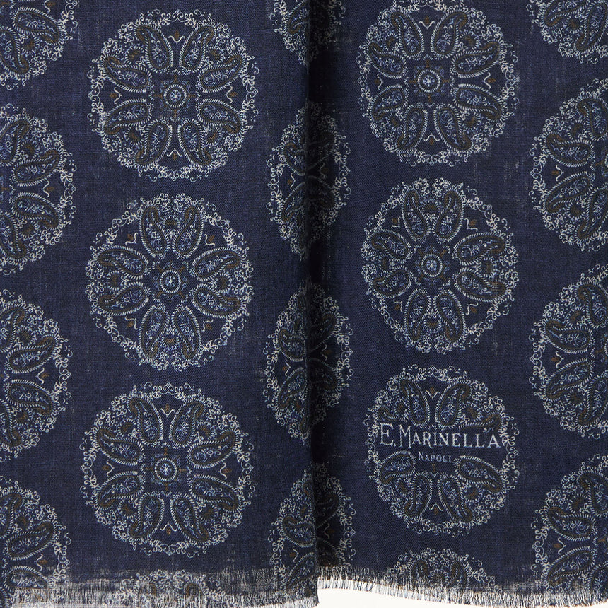 DARK BLUE WOOL AND SILK STOLE
