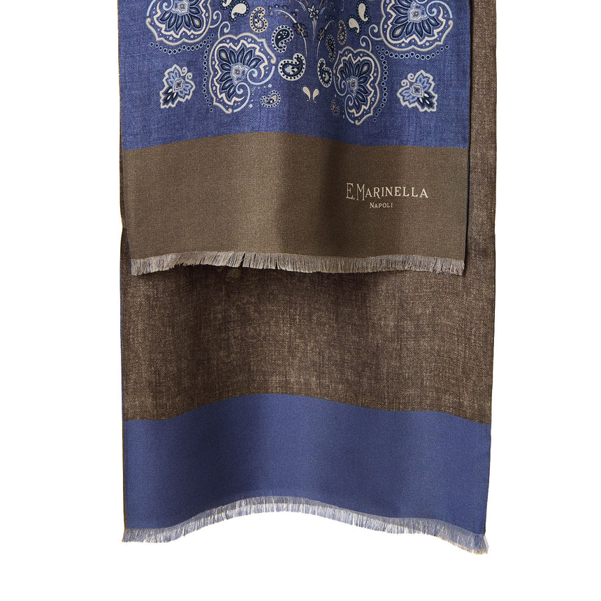 SCIARPA TUBOLARE BLU IN SETA TWILL