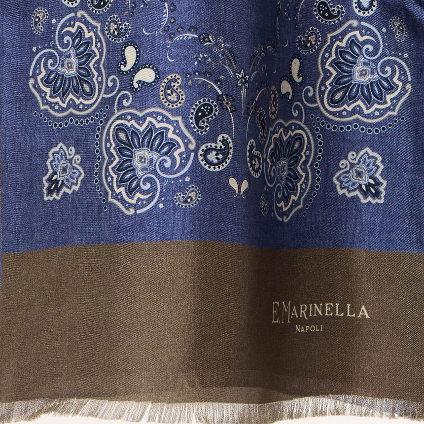 SCIARPA TUBOLARE BLU IN SETA TWILL