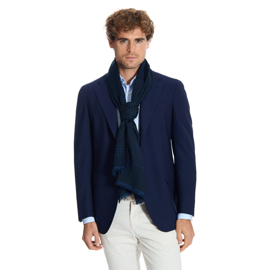 DARK BLUE WOOL AND SILK SCARF