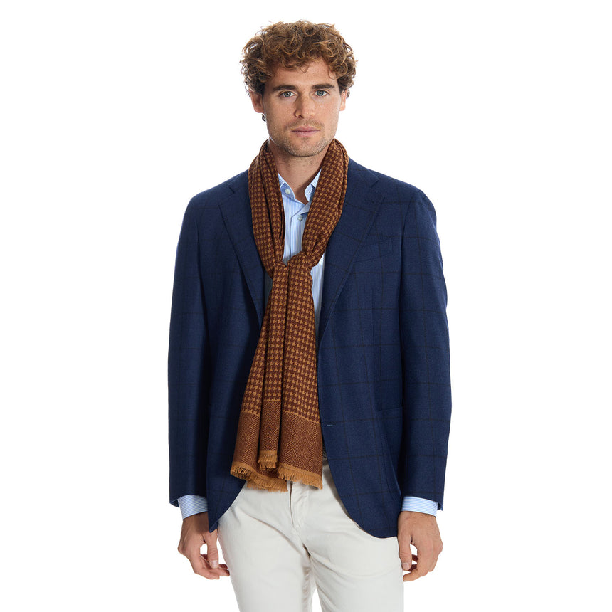 LIGHT BROWN WOOL AND SILK SCARF