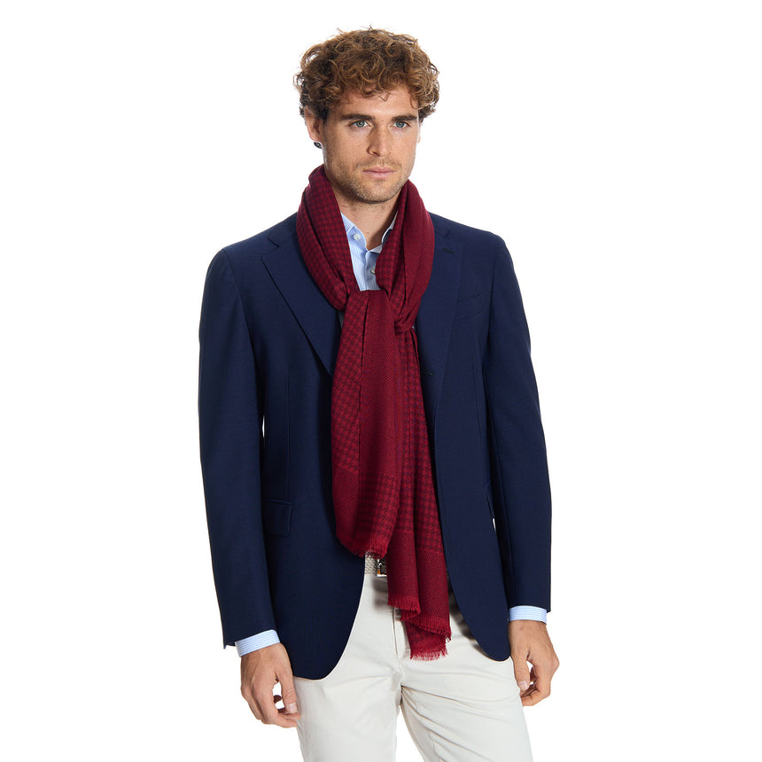 BURGUNDY WOOL AND SILK SCARF