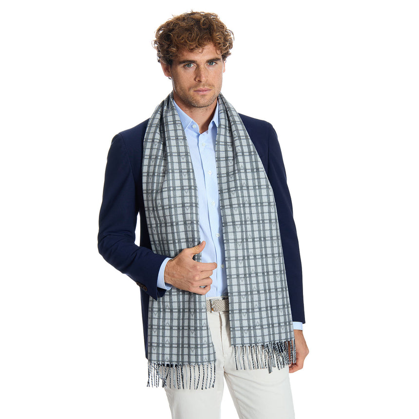 GREY EM LOGO SCARF