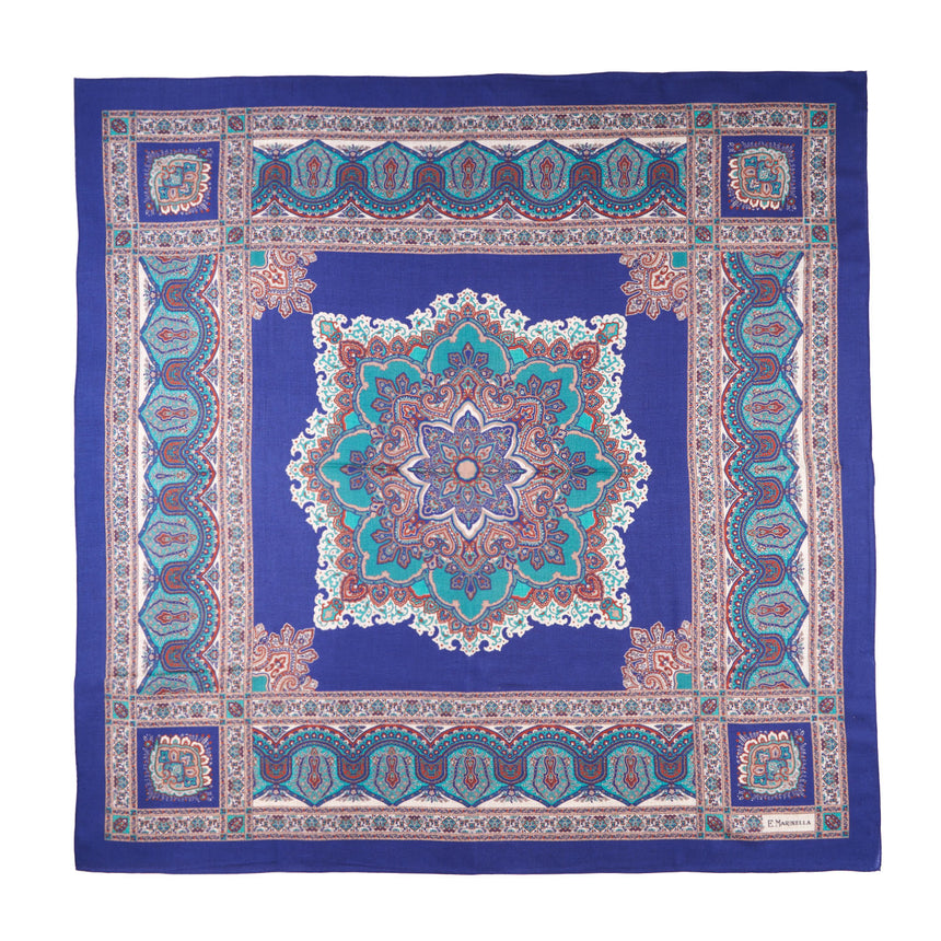 GREEN AND SOFT BLUE WOOL STOLE