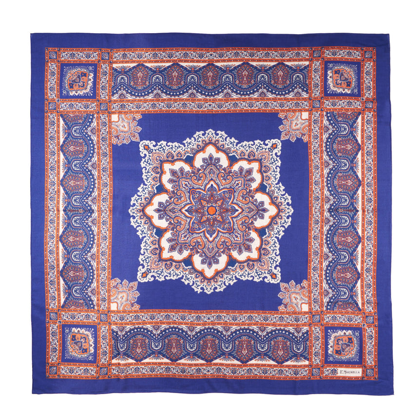 SOFT BLUE AND BROWN WOOL STOLE