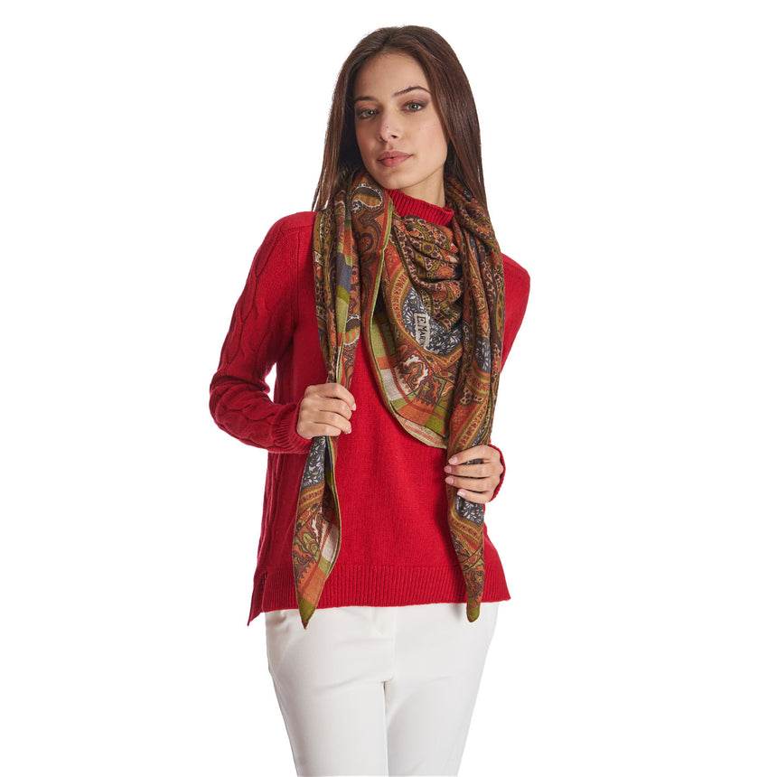 SCIALLE 140 VERDE E MARRONE CHIARO IN LANA