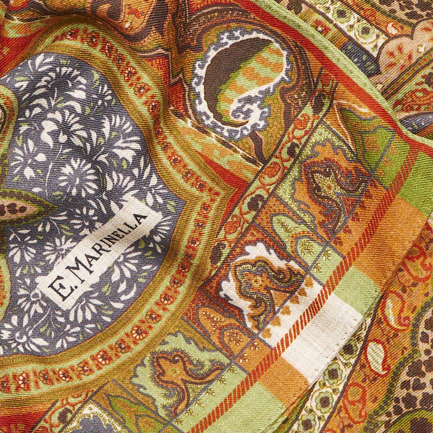 SCIALLE 140 VERDE E MARRONE CHIARO IN LANA