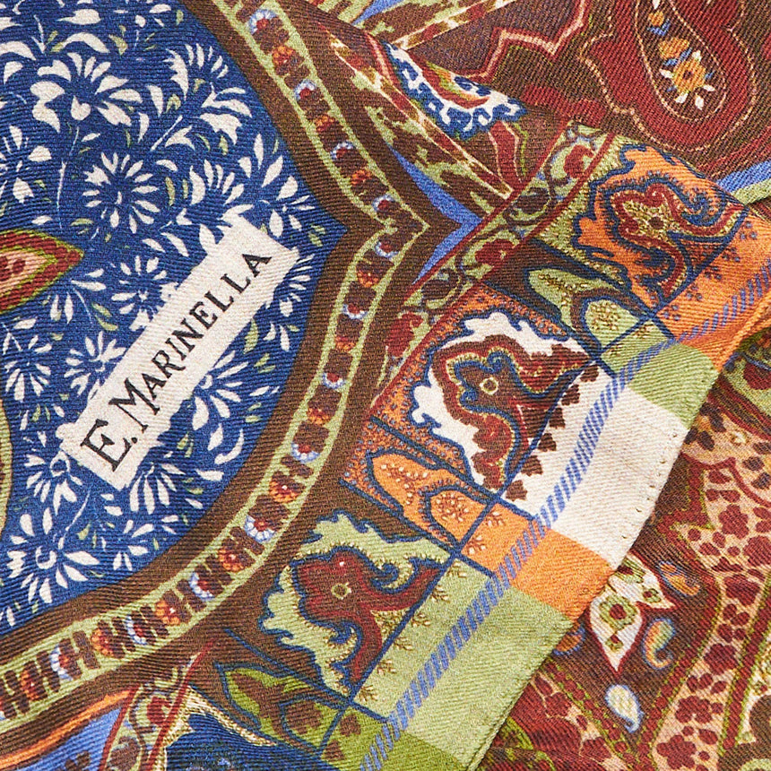 SCIALLE 140 E BLUETTE E CAMMELLO IN LANA