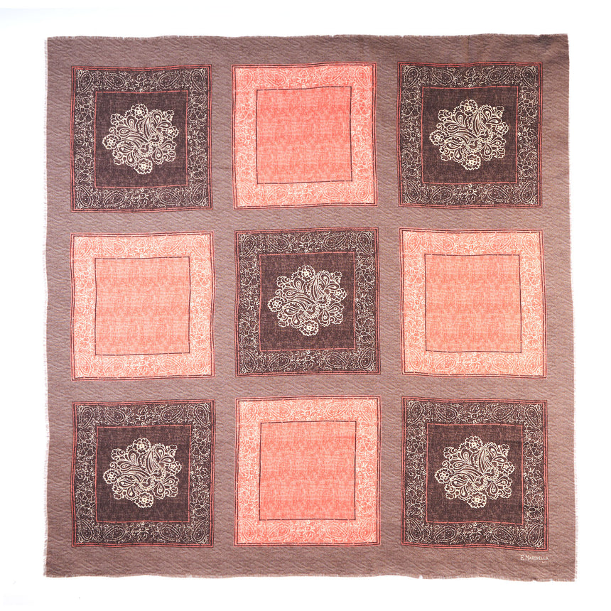 SALMON TAUPE WOOL AND SILK STOLE