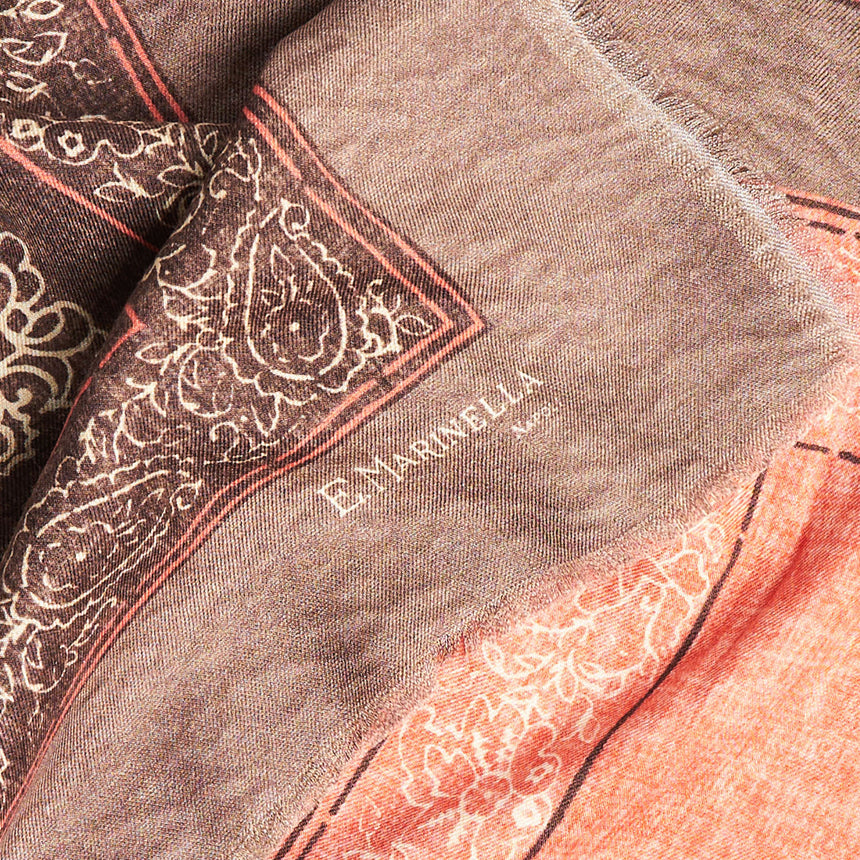 SALMON TAUPE WOOL AND SILK STOLE