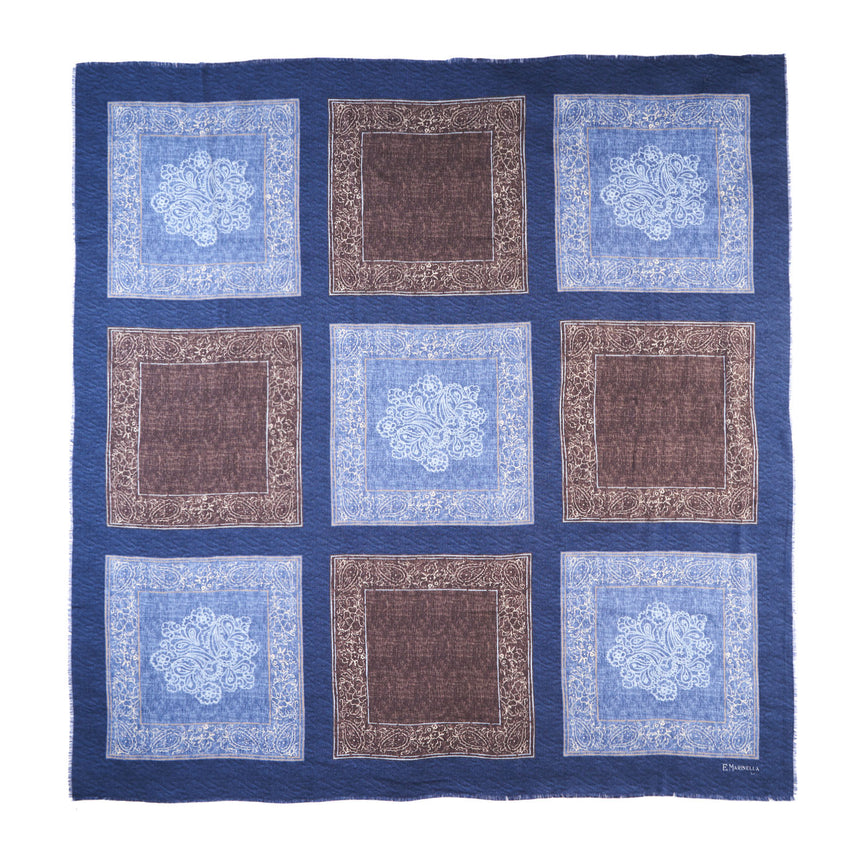 BLUE WOOL AND SILK STOLE