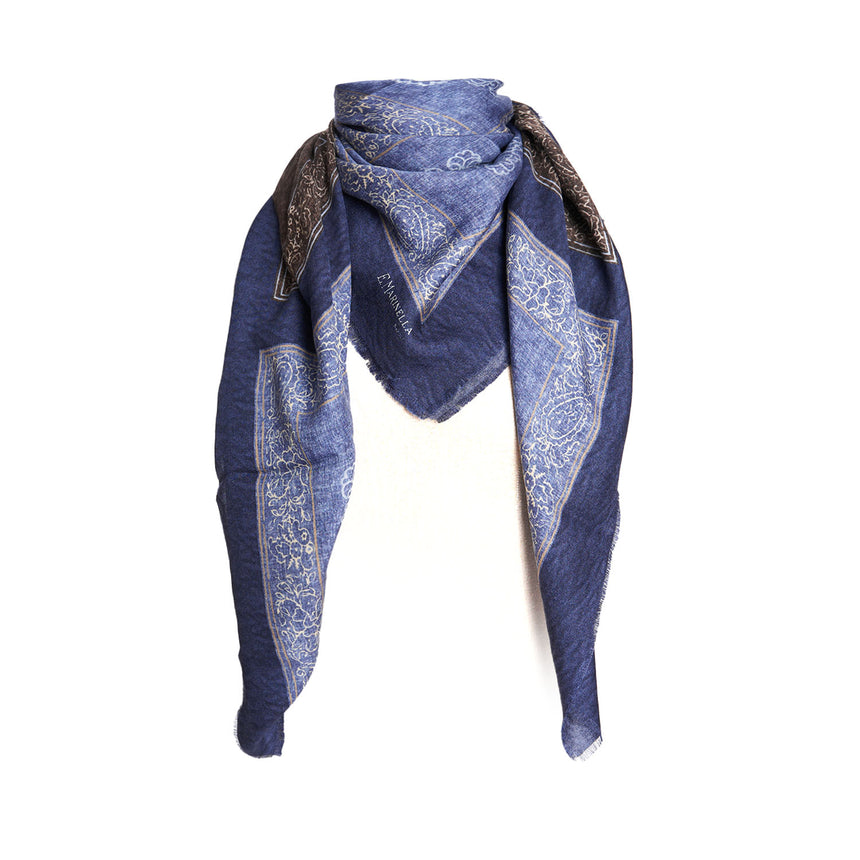 BLUE WOOL AND SILK STOLE
