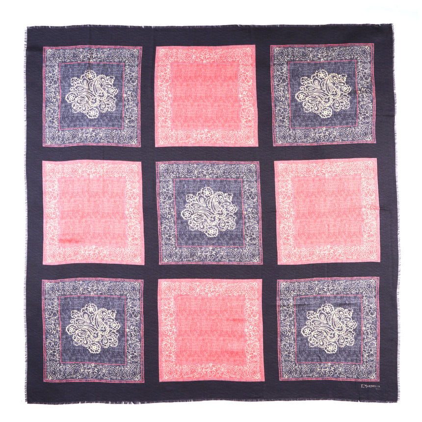 PINK BLACK WOOL AND SILK STOLE