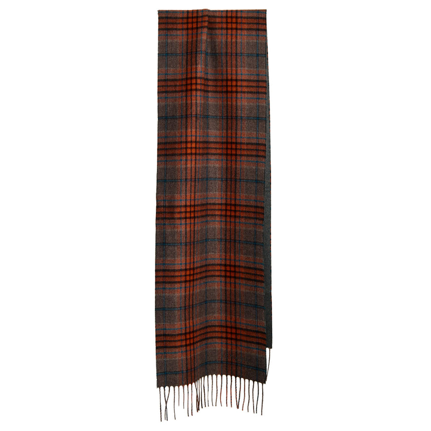 BROWN AND GREEN FRINGED SCARF