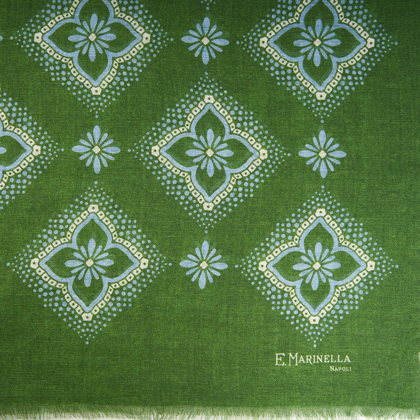 SCIARPA VERDE OLIVA IN COTONE E LINO