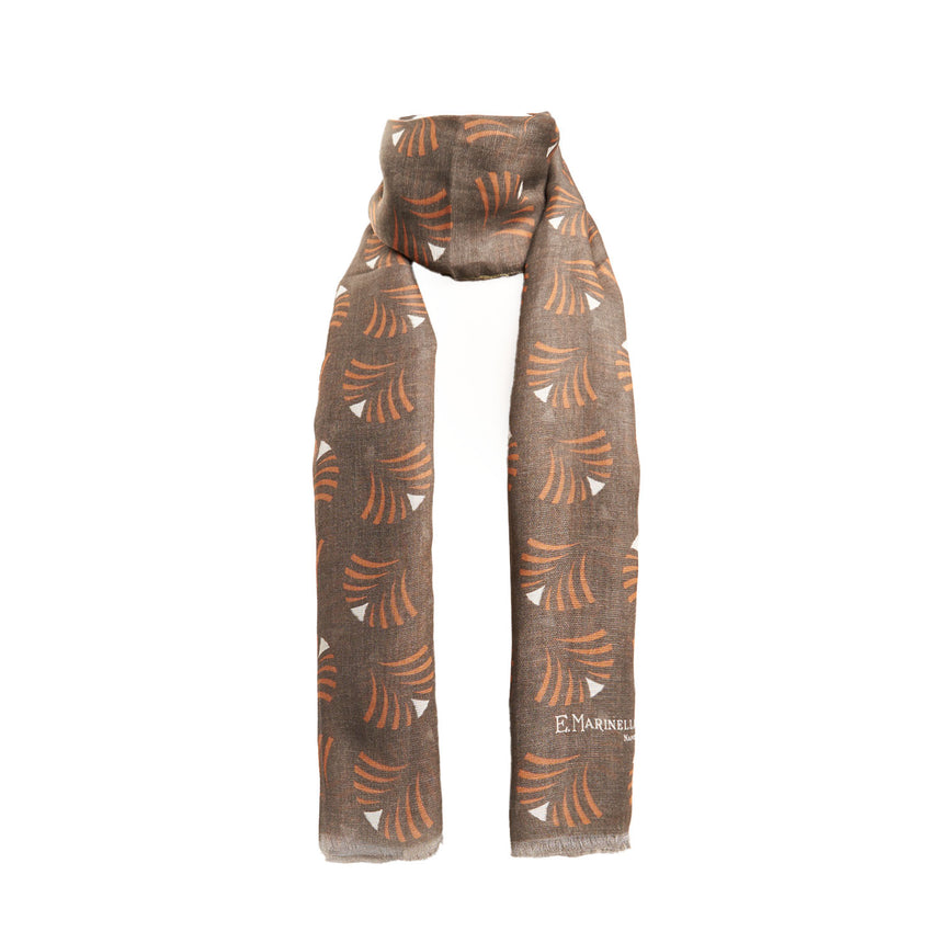 LIGHT BROWN COTTON AND LINEN SCARF