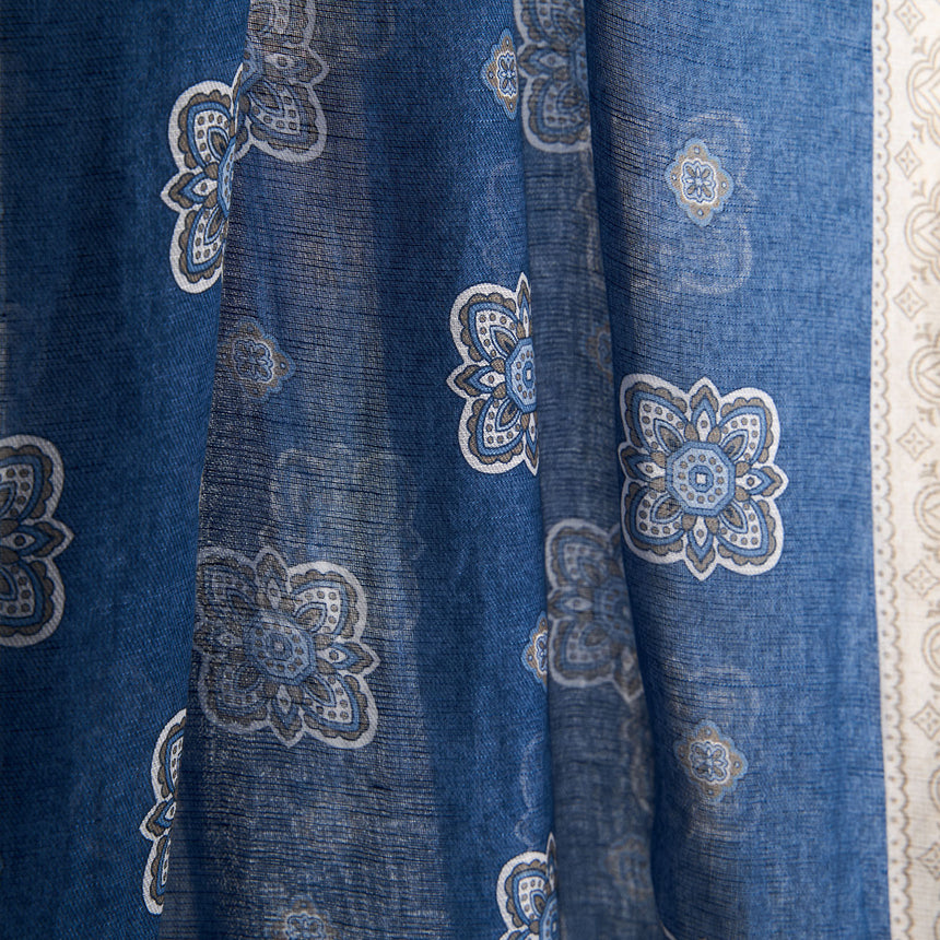 SCIARPA BLU IN COTONE E LINO