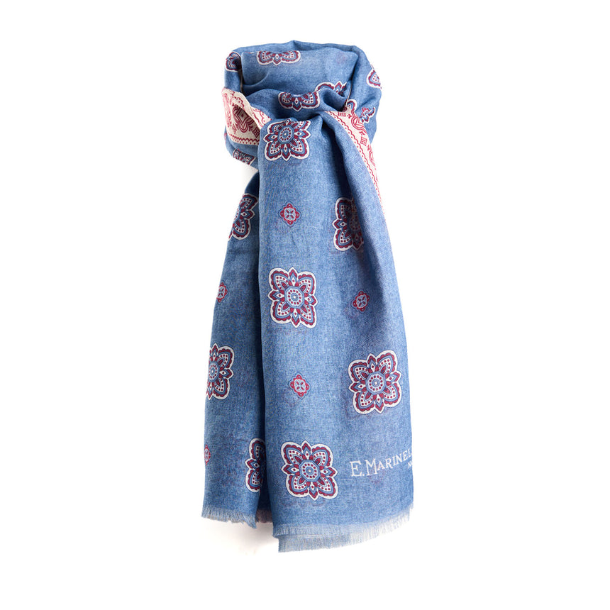 LIGHT BLUE COTTON AND LINEN SCARF