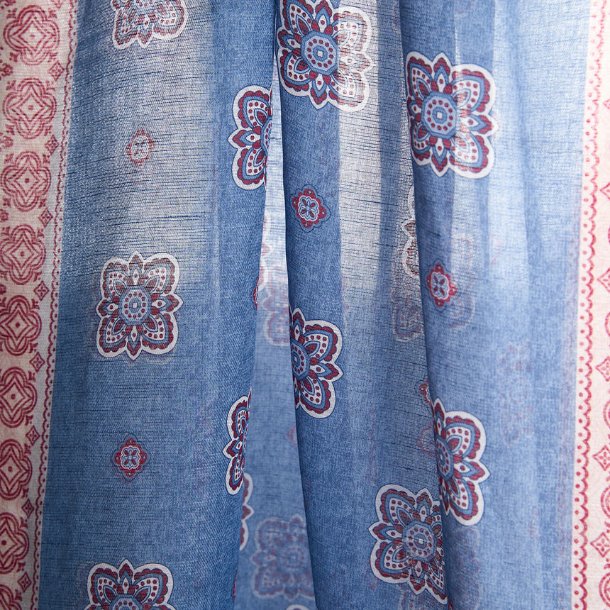 LIGHT BLUE COTTON AND LINEN SCARF