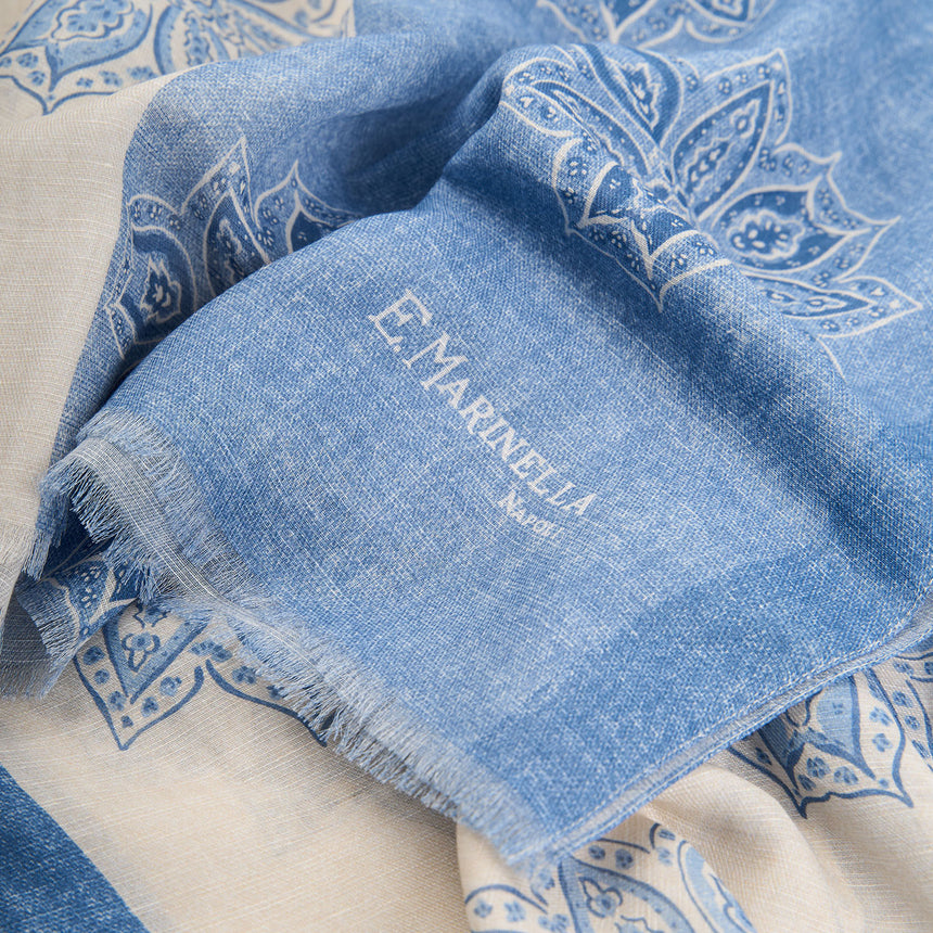 BEIGE COTTON AND LINEN SCARF