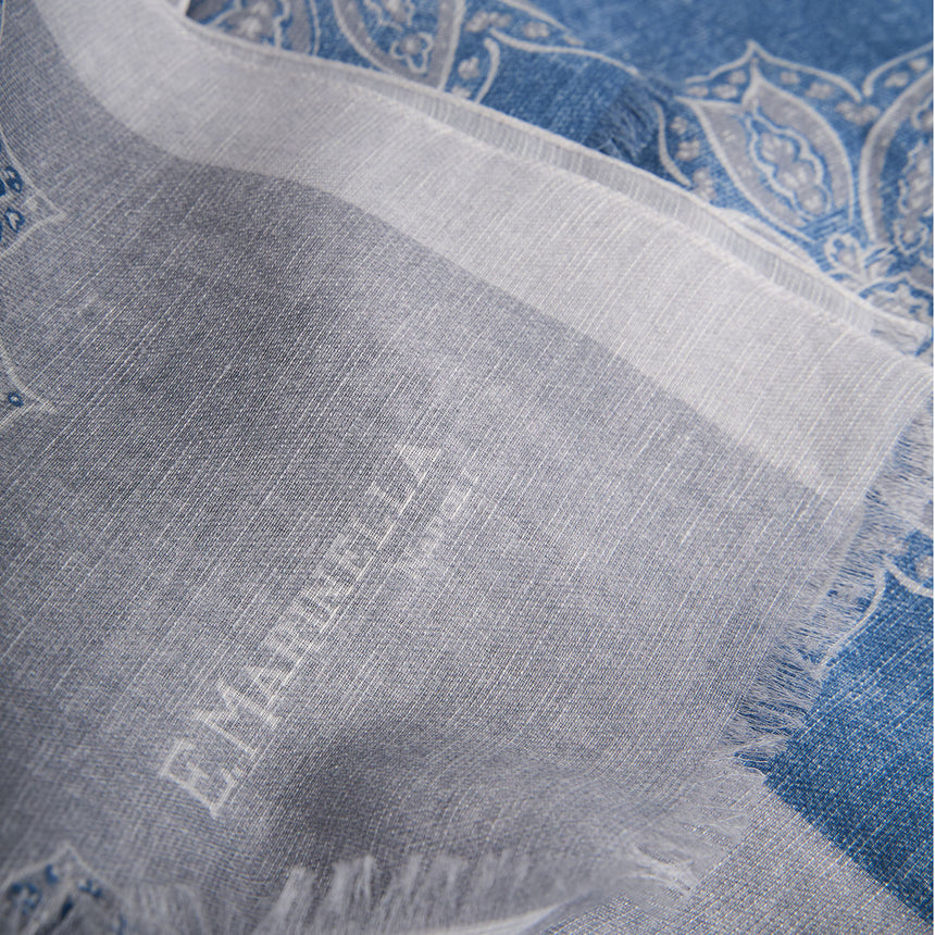 LIGHT BLUE COTTON AND LINEN SCARF