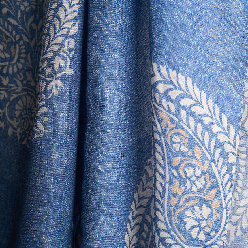 BLUE COTTON AND LINEN SCARF