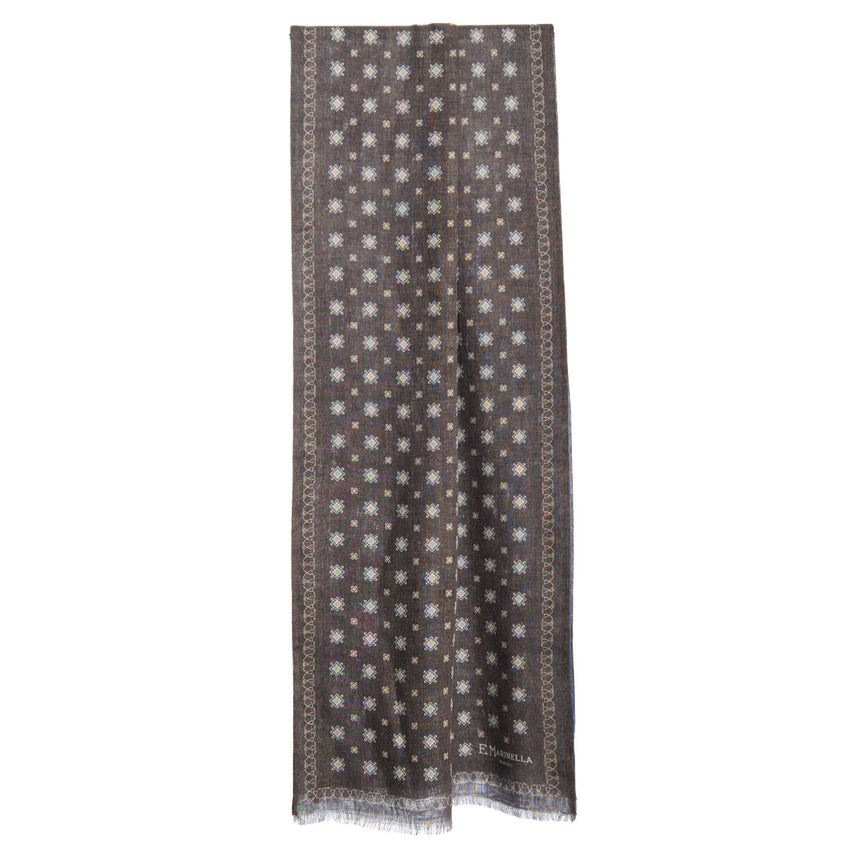 SCIARPA TUBOLARE MARRONE SCURO IN LANA E SETA