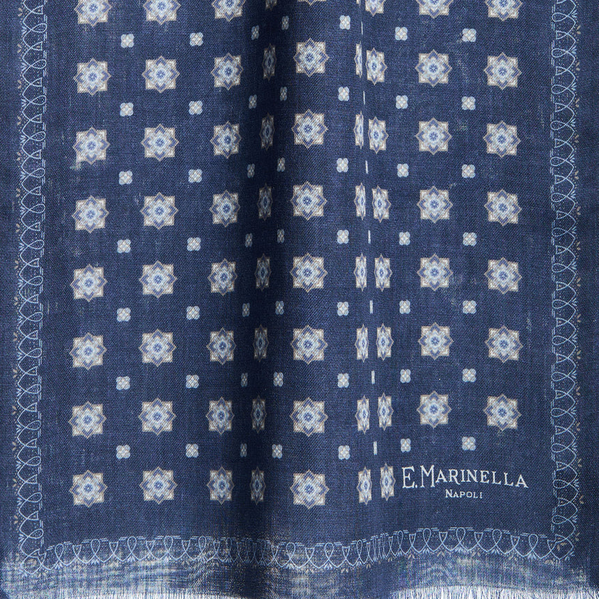 SCIARPA TUBOLARE BLU SCURO IN LANA E SETA