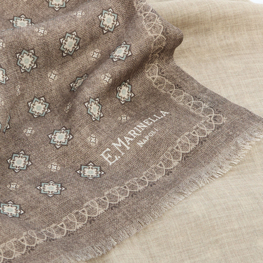 SCIARPA TUBOLARE BEIGE IN LANA E SETA