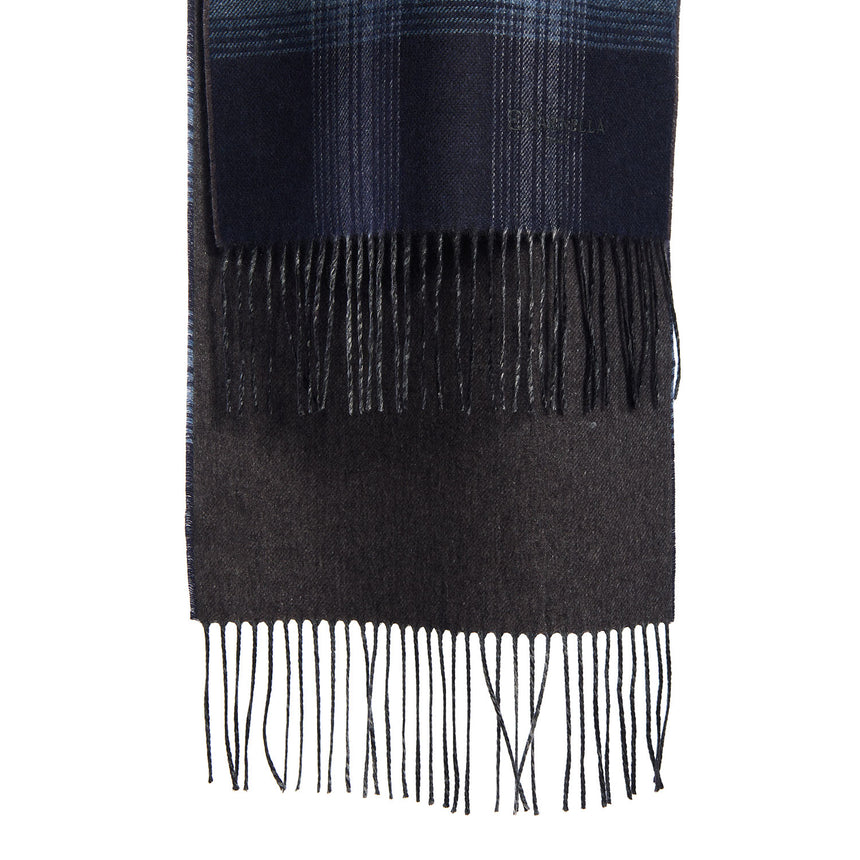 BICOLOR DARK BLUE SILK AND CASHMERE SCARF